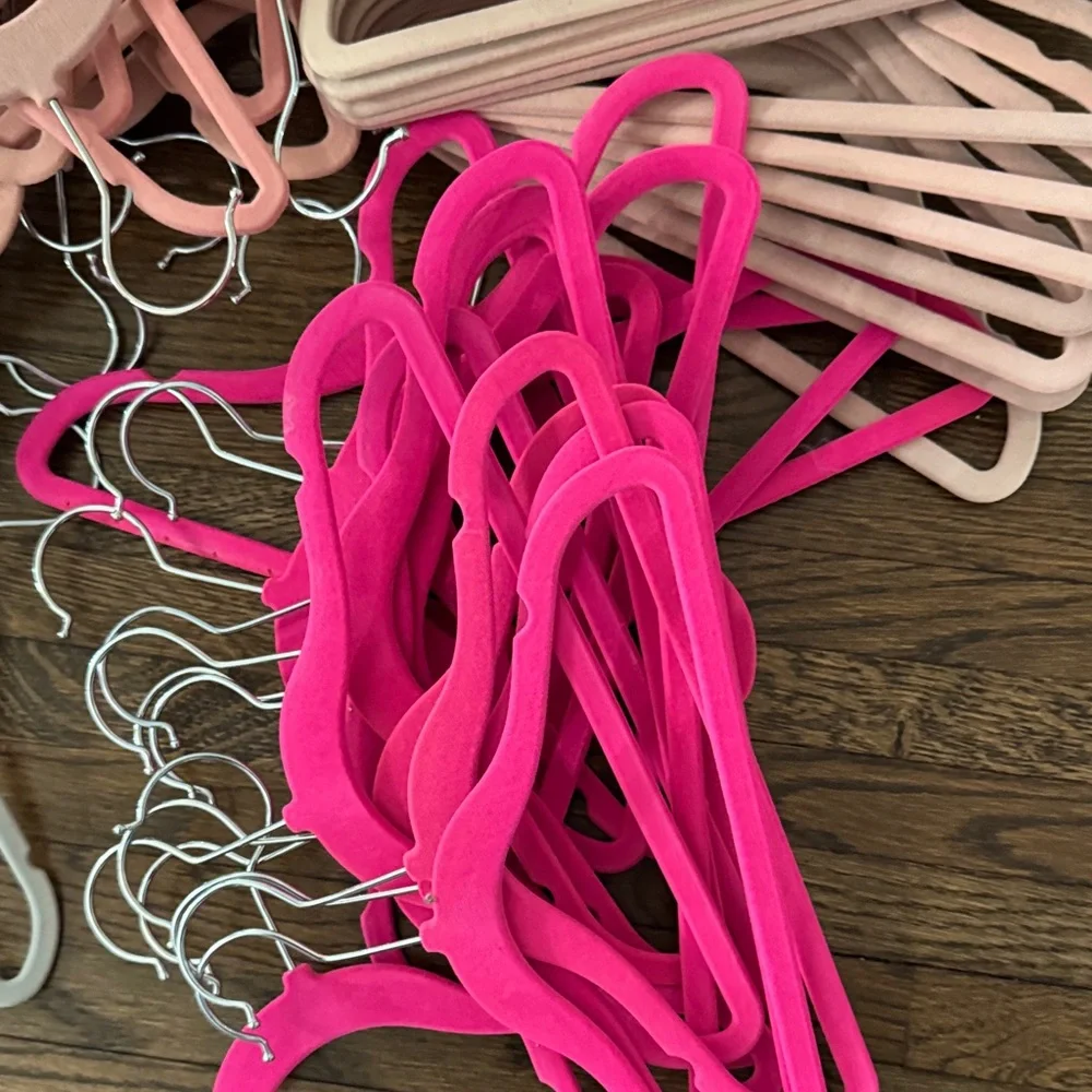 Set of Pink and Gray Velvet Hangers